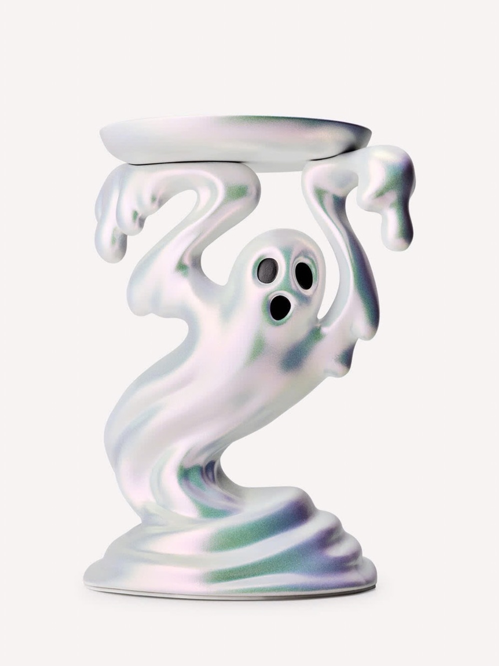 🎃 BBW Iridescent Ghost Pedestal 3-Wick Candle - White NEW